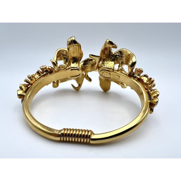 VTG KJL Kenneth Lane Bracelet Pink & White Enameled Flowers Pearls Gold Tone - Picture 9 of 15